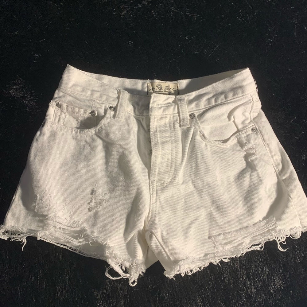 White Free People Jean shorts. Super cute barely worn. Originally bought for $88